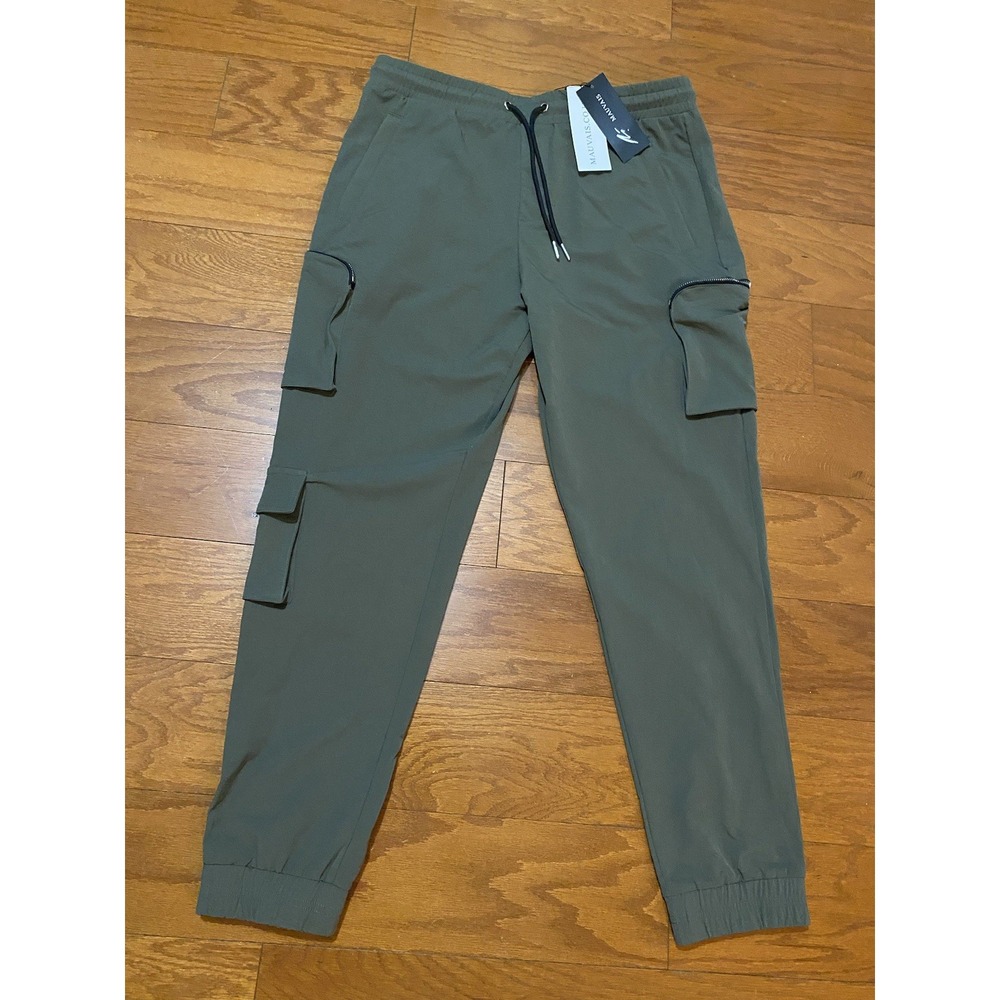 Mauvais Pants Mens Khaki Zip Pocket Cargo Trousers 34 Green New! NWT